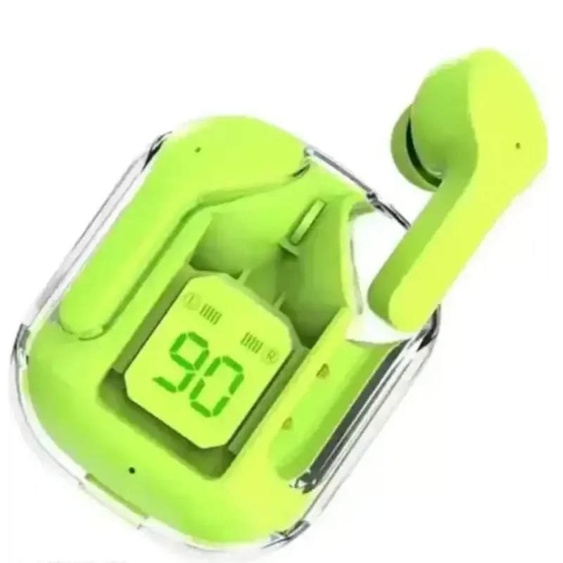 AIRPODS with 20 Hours Playback and transparent Display  Bluetooth Headset ( GREEN )